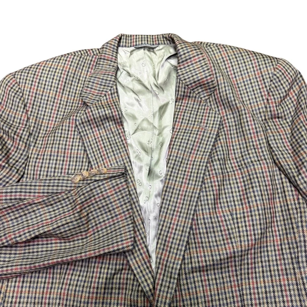 Christian Dior Blazer Mens 42L Multicolor Check Plaid Le Connaisseur Sport Coat